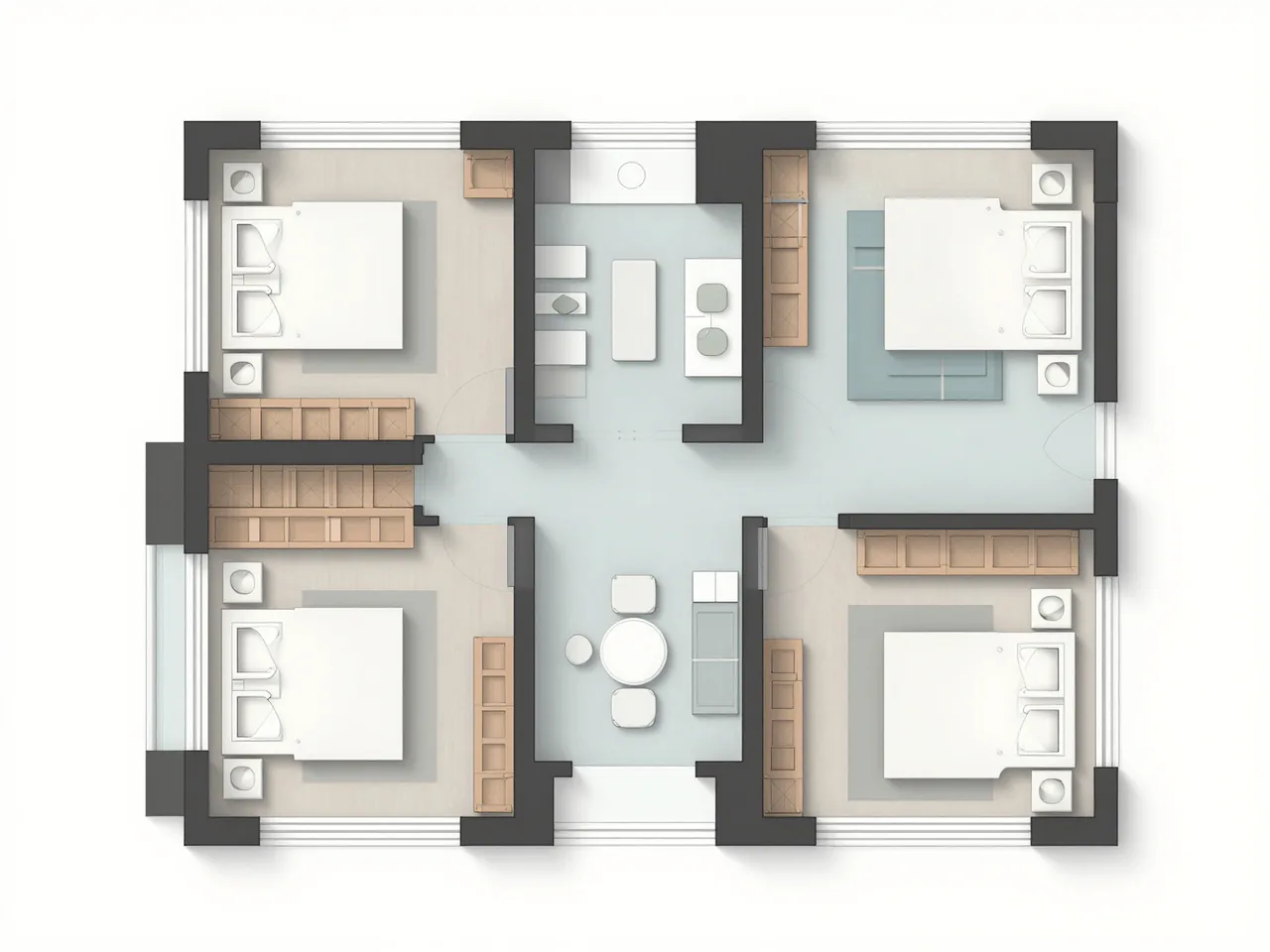 Colored presentation floor plan preview for BuildFloorPlan