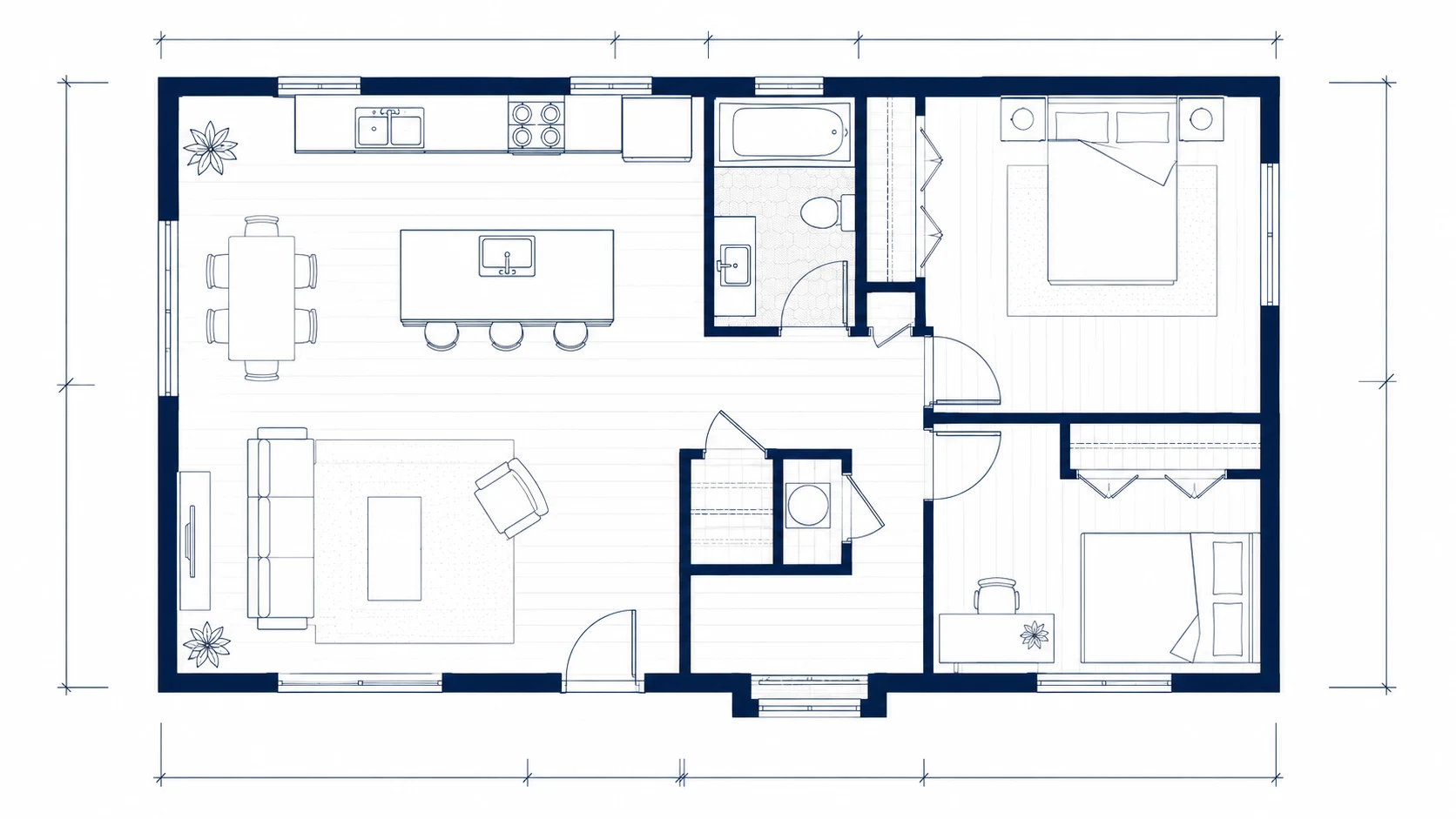 Small apartment 2D floor plan example